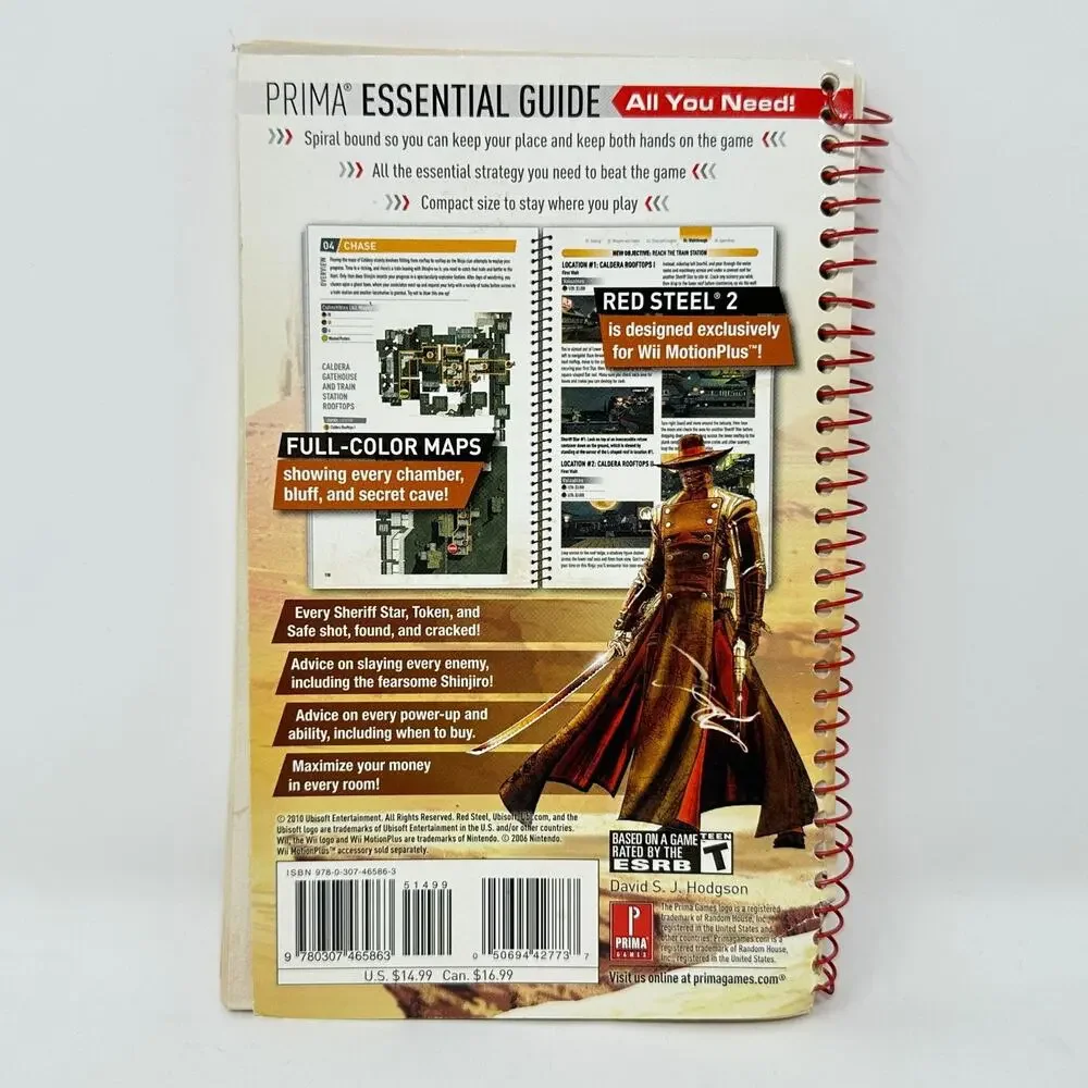 Prima Essential Guide Red Steel 2 Video Game Spiral Bound Wii Hack Slash FPS